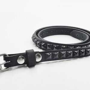 1-Row Black Pyramid Stud Punk Rock Belt by Nemesis Leather - New Deadstock